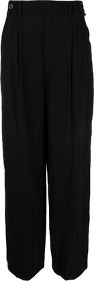 Off-Centre Fastening Straight-Leg Trousers-AA