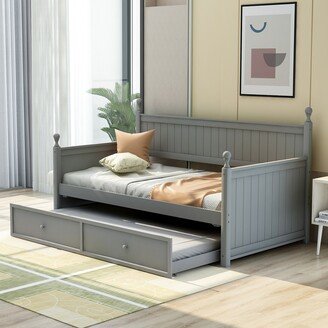 Sunmory Twin Size Wood Daybed with Twin Size Trundle-AA