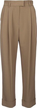 High-Waist Pleated Tapered Trousers