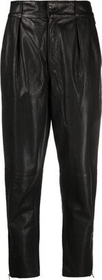 Stara high-waist leather tapered trousers