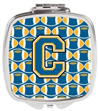 CJ1077-CSCM Letter C Football Blue & Gold Compact Mirror, 3 x 0.3 x 2.75 in.