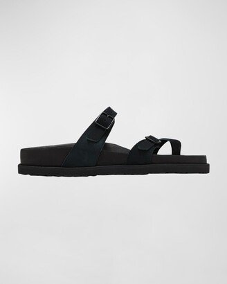 Mayari Suede Dual-Buckle Slide Sandals-AA