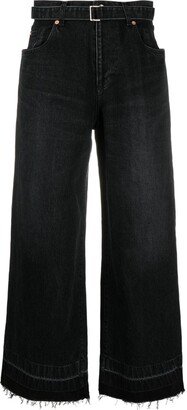 High-Waisted Belted Flared Jeans