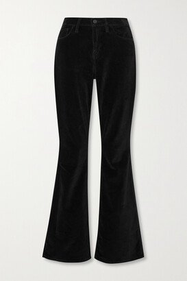 Le High Flare Cotton-blend Velvet Pants - Black