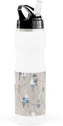 Photo Water Bottles: Lobster Buoy - Light Beige Tan Stainless Steel Water Bottle With Straw, 25Oz, With Straw, Beige