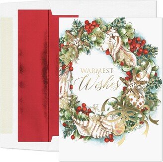 Masterpiece Studios Warmest Wishes Holiday Collection 16 Cards/Foil-Lined Envelopes, Shells & Berries, 5.6 x 7.8