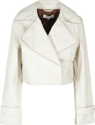 Cropped Leather Trench Jacket