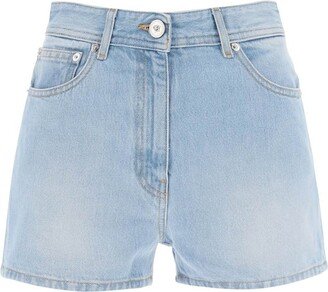 Butterflies High-Waist Denim Shorts