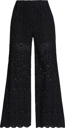 Riggs Eyelet Wide-Leg Pants