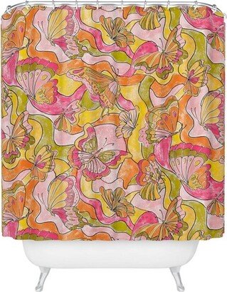 Jacqueline Maldonado Butterflies A Go Go Heavy Shower Curtain