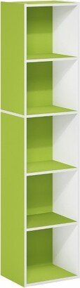 Pasir 5-Tier Open Shelf Bookcase, Green/White