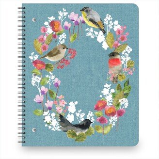 Notebooks: Winter Birds In The Garden Wreath - Blue Notebook, 8.5X11, Blue