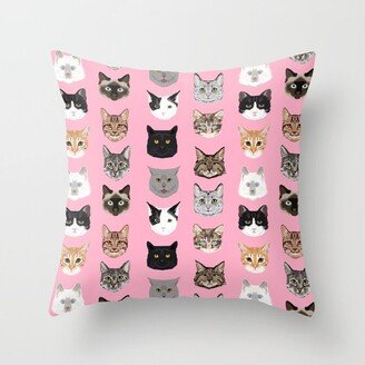 Cute Cat breed faces smiling kitten must have gifts for cat lady cat man cat lover unique pets Throw Pillow