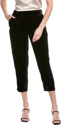 Petite Velour Tapered Silk-Blend Ankle Pant