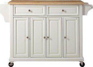 Natural Wood Top Kitchen Cart/Island in White Finish