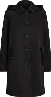 Hooded Cotton-blend Balmacaan Coat Overcoat Black