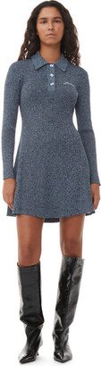 Blue Melange Knit Mini Dress