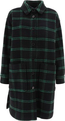 Checked Long-Sleeved Coat-AA