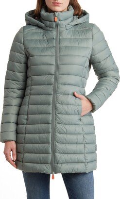 Carol Hooded Nylon Puffer Coat with Removable Hood