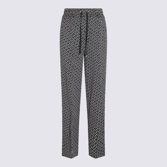 Black And White Cotton Blend Track Pants