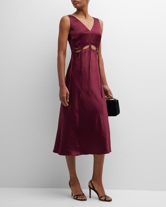 Sleeveless Cutout Tie-Front Midi Dress