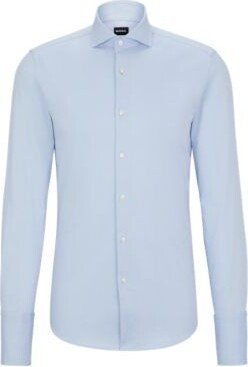 Slim-fit shirt in structured stretch cotton