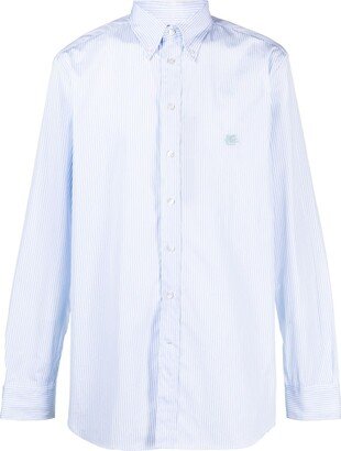 Embroidered-Logo Striped Shirt