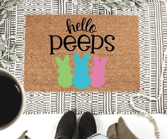 Welcome Peeps Doormat/Easter Decor Bunny Doormats Front Porch Spring Custom Doormat/Spring