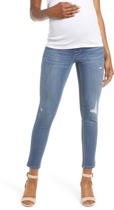 Distressed Ankle Maternity Skinny Jeans