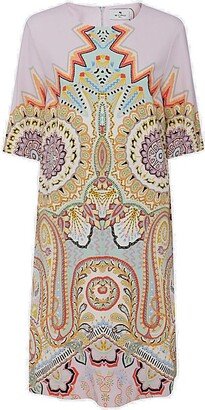 Paisley Printed Short-Sleeved Dress