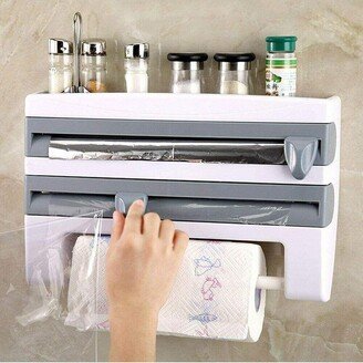 Living and Home 4-in-1 Kitchen Cling Foil Wrap Dispenser Roll Holder with Cutter Spice