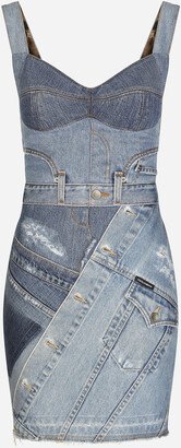 Short patchwork denim dress