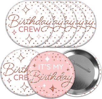 Big Dot Of Happiness Pink Rose Gold Birthday - 3 inch Happy Birthday Party Badge Pinback Buttons 8 Ct