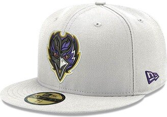 Men's White Baltimore Ravens Omaha Alternate Logo 59FIFTY Fitted Hat