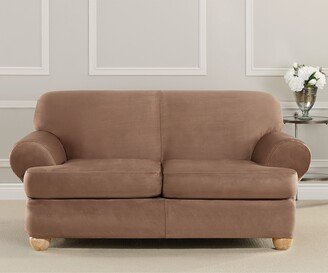 Ultimate Stretch Suede 3 Piece T Cushion Loveseat Slipcover