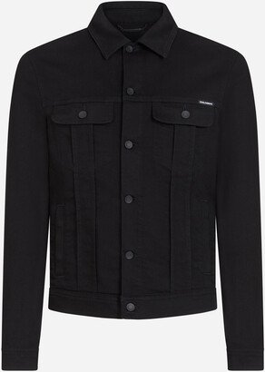 Washed black stretch denim jacket