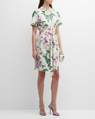 Patchwork Floral-Print Midi Shirtdress