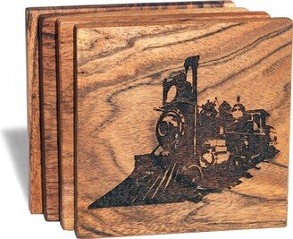 Train Coaster Set - Historical Gift Ideas Minimalist Decorations Presents For Engineers