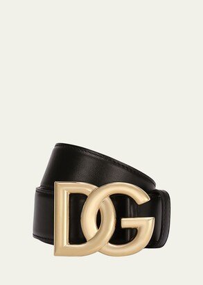 Logo Buckle Leather Belt-AH