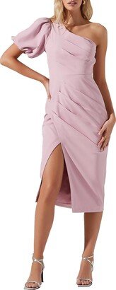 Joelle Womens One Shoulder Knee Midi Dress