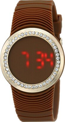 TKO ORLOGI Faceless Touch Screen LED Digital Crystal Case Brown Rubber Sports Cool Easy to Read Big Number Watch TK644BR