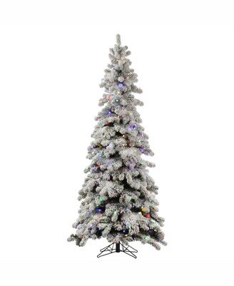 4 ft Flocked Kodiak Spruce Artificial Christmas Tree With 150 Multi-Colored Led Lights