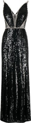 Amara sequin-embellished sleeveless gown