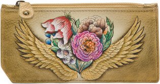 TJMAXX Hand Painted Leather Card Case With Coin Pouch