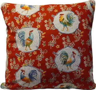 Pillow Cover/100% Cotton Duck/Rooster Multi Red/Zipper