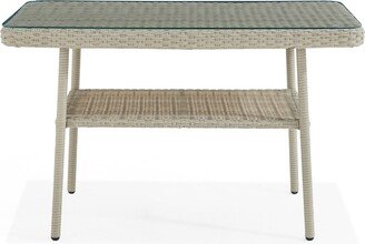 Windham All-Weather Wicker Outdoor Cocktail Table with Glass Top