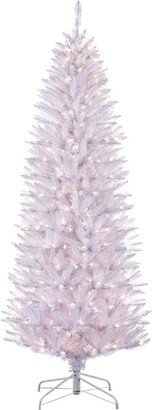 Puleo International 6.5 ft Pre-Lit White Pencil Franklin Fir Pencil Artificial Christmas Tree with 250 Ul-Listed Clear Lights