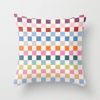 Checkered Retro Colorful Check Pattern Throw Pillow