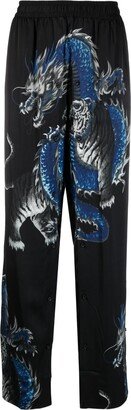 Wide-Leg Animal-Print Trousers