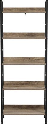 LuxenHome 5-Shelf 63 H x 23.62 W Wood and Metal Etagere Bookcase